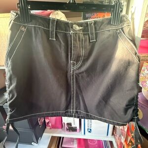 True Religion Black Mini Skirt with White Stitching